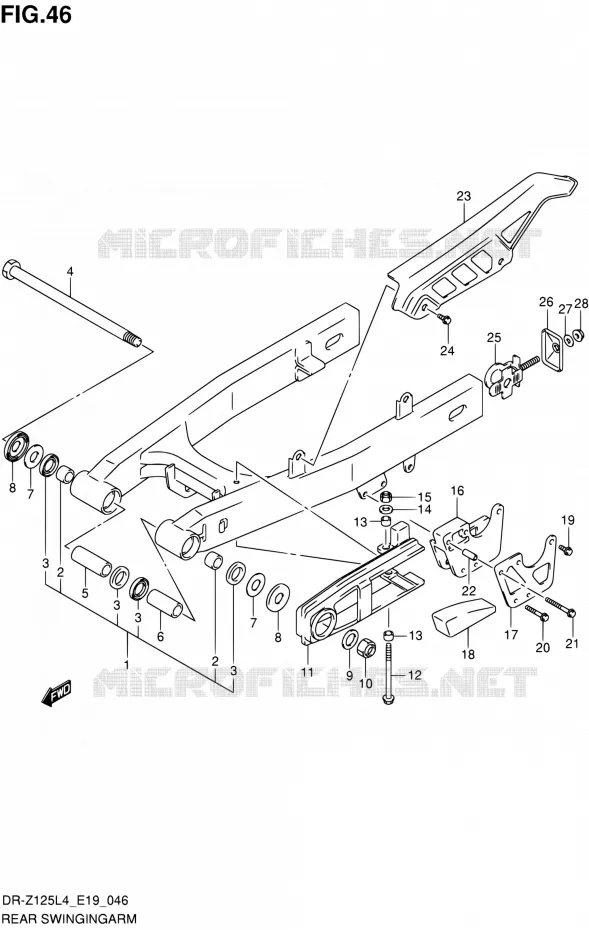 BRAS OSCILLANT ARRIERE (DR-Z125LL4 E19) Suzuki MOTO 125 DR-Z 1994  DR-Z125L L4 (E19)
