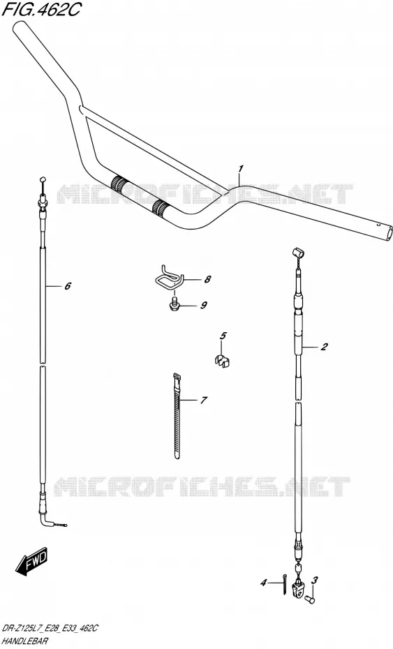 GUIDON (DR-Z125L E33) Suzuki MOTO 125 DR-Z 2017  DR-Z125L L7 (E28,E33)