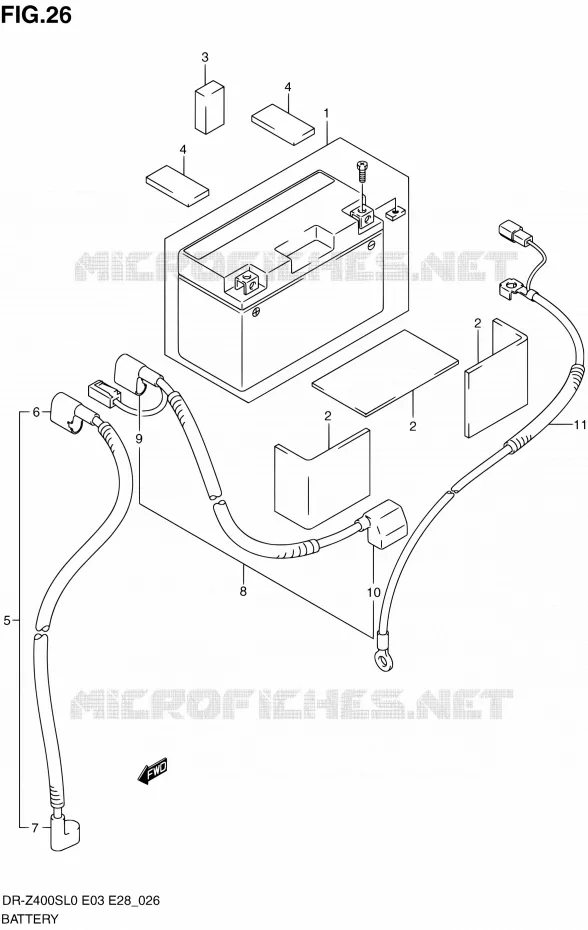 BATTERIE Suzuki MOTO 400 DR-Z 2010  DR-Z400S L0 (E03,E28,E33)