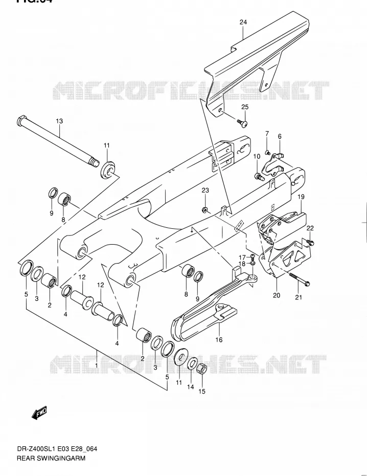 BRAS OSCILLANT ARRIERE Suzuki MOTO 400 DR-Z 2011  DR-Z400S L1 (E03,E28,E33)