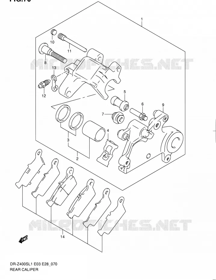 ETRIER DE FREIN ARRIERE Suzuki MOTO 400 DR-Z 2011  DR-Z400S L1 (E03,E28,E33)