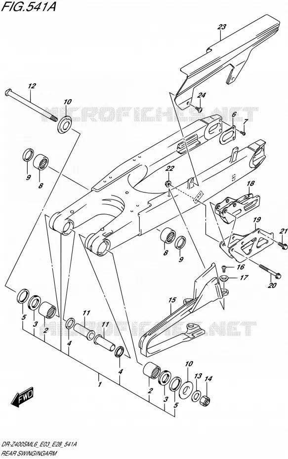 BRAS OSCILLANT ARRIERE Suzuki MOTO 400 DR-Z 2016  DR-Z400SM L6 (E03,E28,E33)