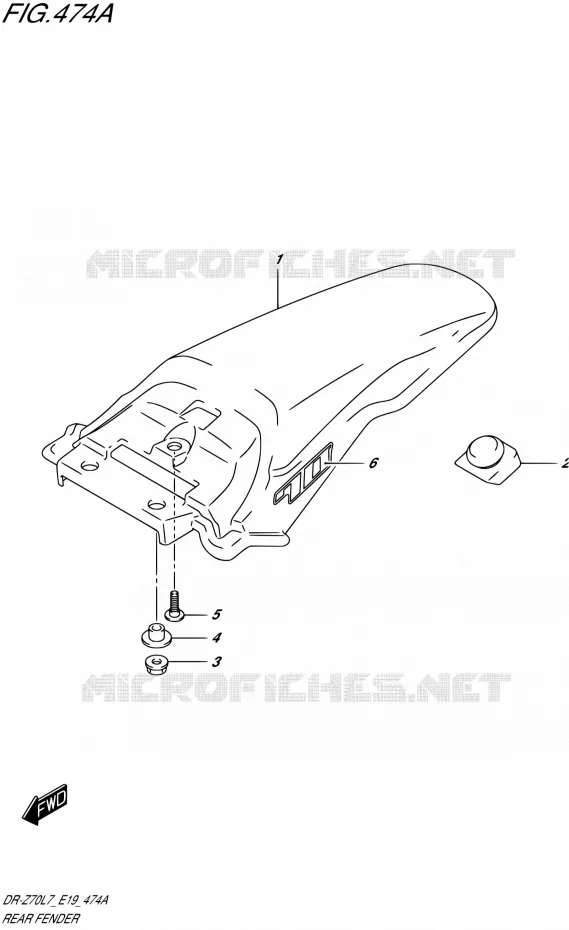 GARDE BOUE ARRIERE Suzuki MOTO 70 DR-Z 2017  DR-Z70 L7 (E19)