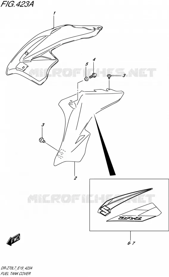RESERVOIR D'ESSENCE - COUVERCLES Suzuki MOTO 70 DR-Z 2017  DR-Z70 L7 (E19)