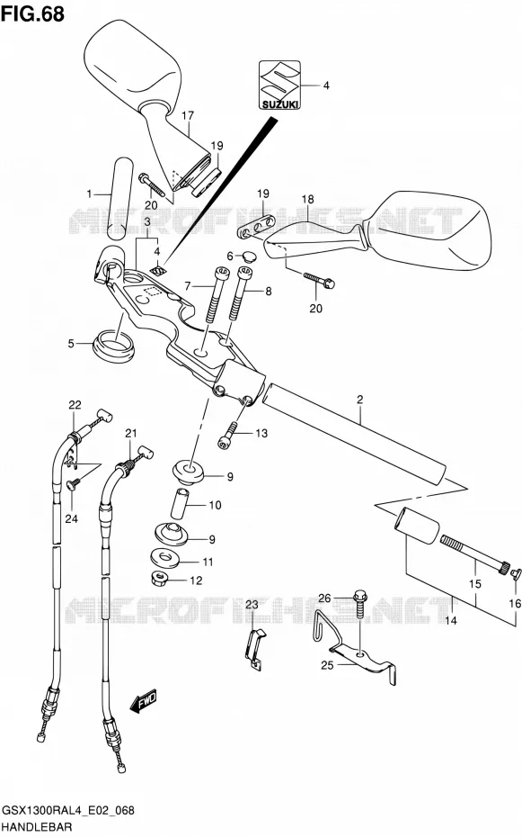GUIDON (GSX1300RAUFL4 E19) Suzuki MOTO 1300 HAYABUSA 2015  GSX1300RA L4 (E02,E19)