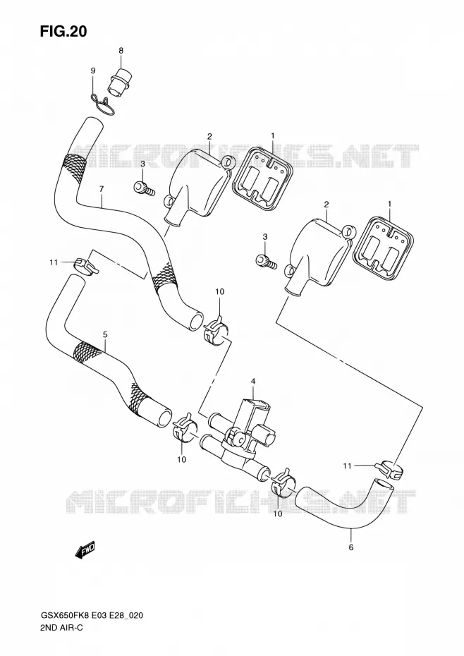 SYSTEME RECYCLAGE GAZ ECHAPPEMENT Suzuki MOTO 650 GSX-F 2010  GSX650F L0 (E03,E28,E33)