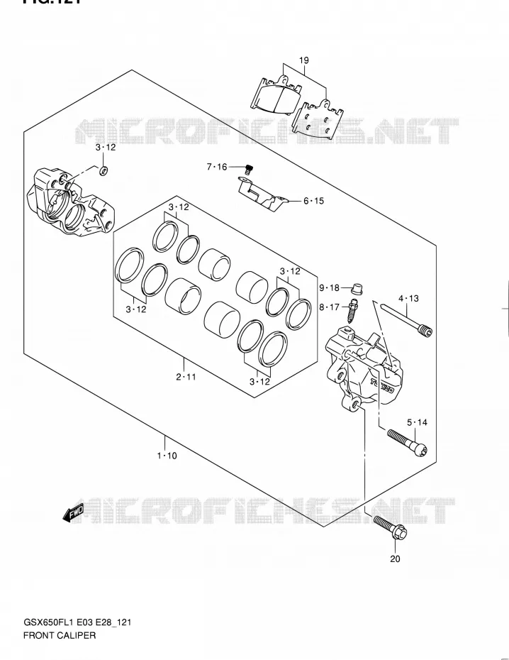 ETRIER DE FREIN AVANT (GSX650FAL1 E33) Suzuki MOTO 650 GSX-F 2011  GSX650F L1 (E03,E28,E33)