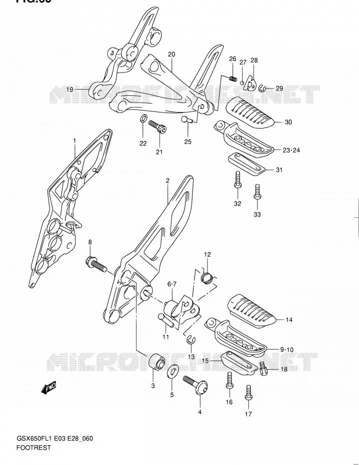 REPOSE PIED Suzuki MOTO 650 GSX-F 2011  GSX650F L1 (E03,E28,E33)
