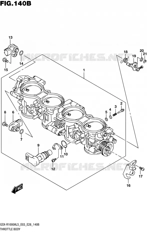 CORPS DE PAPILLON (GSX-R1000AL5 E28) Suzuki MOTO 1000 GSX-R 2015  GSX-R1000A L5 (E03,E28,E33)