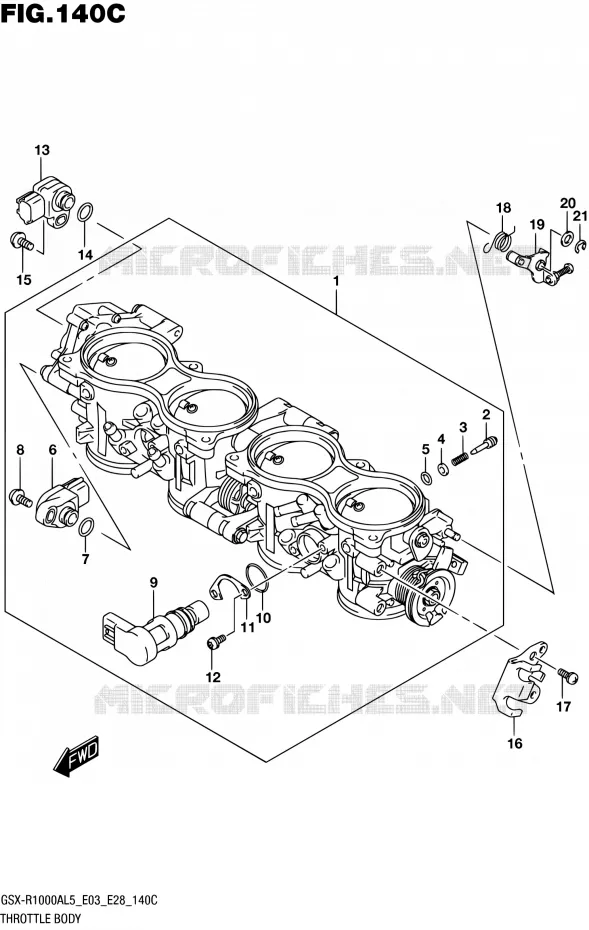 CORPS DE PAPILLON (GSX-R1000AL5 E33) Suzuki MOTO 1000 GSX-R 2015  GSX-R1000A L5 (E03,E28,E33)
