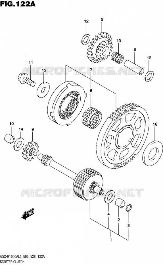 ROUE LIBRE DE DEMARREUR Suzuki MOTO 1000 GSX-R 2015  GSX-R1000A L5 (E03,E28,E33)