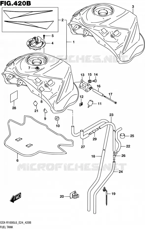 RESERVOIR D'ESSENCE (GSX-R1000AL6 E24) Suzuki MOTO 1000 GSX-R 2016  GSX-R1000A L6 (E24)