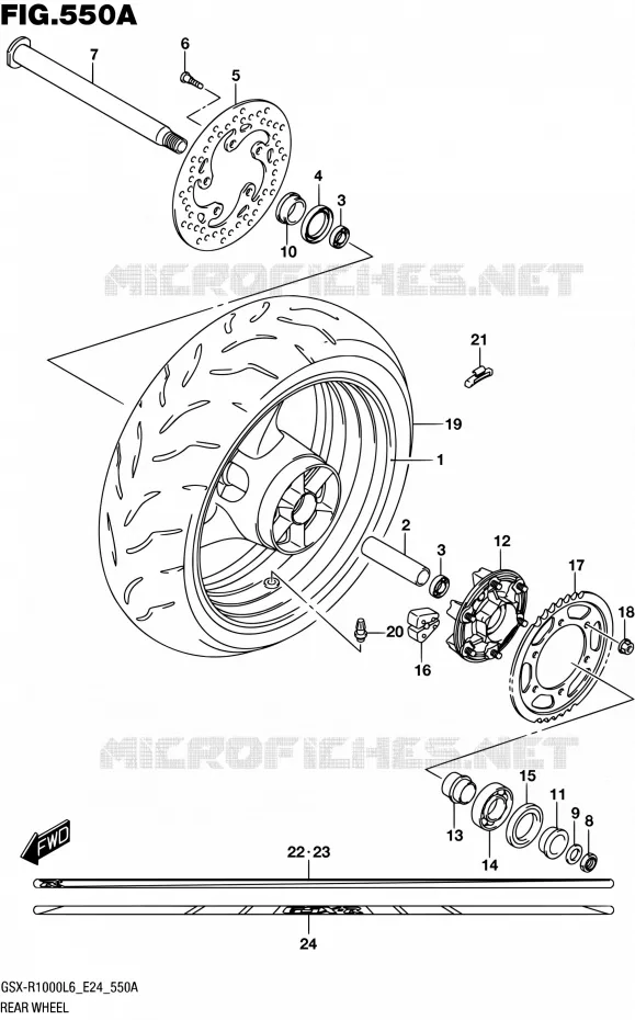 ROUE ARRIERE (GSX-R1000L6 E24) Suzuki MOTO 1000 GSX-R 2016  GSX-R1000A L6 (E24)