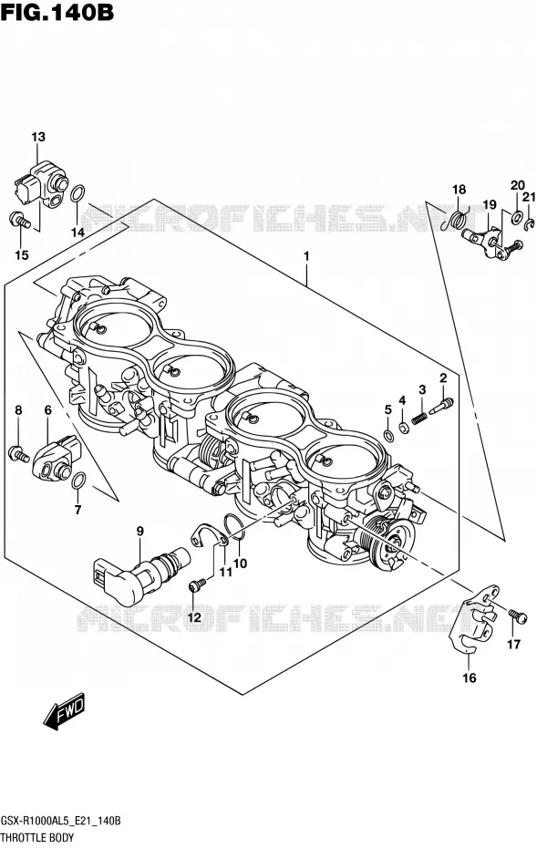 CORPS DE PAPILLON (GSX-R1000AUFL5 E21) Suzuki MOTO 1000 GSX-R 2015  GSX-R1000AUF L5 (E21)