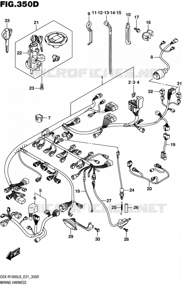 FAISCEAU ELECTRIQUE (GSX-R1000AUFL6 E21) Suzuki MOTO 1000 GSX-R 2016  GSX-R1000AUF L6 (E21)