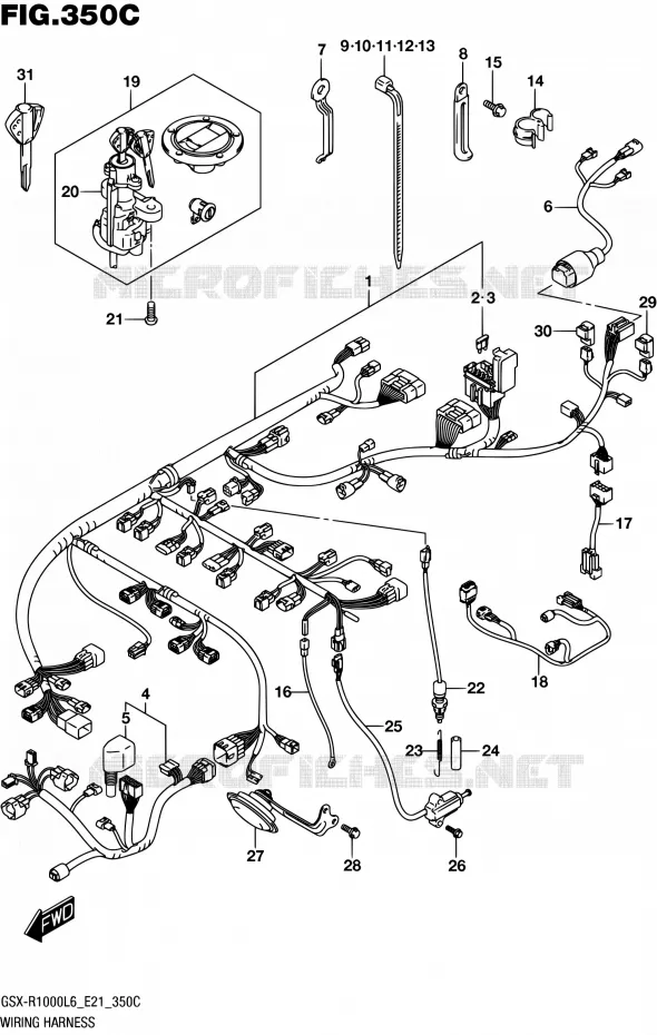 FAISCEAU ELECTRIQUE (GSX-R1000UFL6 E21) Suzuki MOTO 1000 GSX-R 2016  GSX-R1000AUF L6 (E21)
