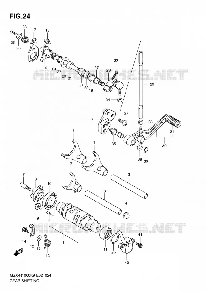 ENSEMBLE SELECTEUR DE VITESSES Suzuki MOTO 1000 GSX-R 2010  GSX-R1000 L0/GSX-R1000Z L0 (E02,E14,E19,E24,E51,P37)