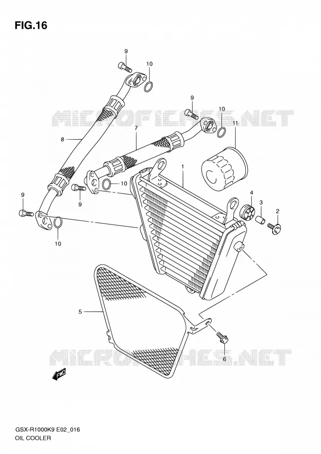 RADIATEUR D'HUILE Suzuki MOTO 1000 GSX-R 2010  GSX-R1000 L0/GSX-R1000Z L0 (E02,E14,E19,E24,E51,P37)