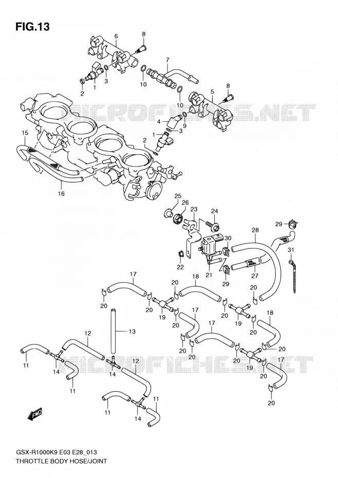 SYSTÈME D'INJECTION Suzuki MOTO 1000 GSX-R 2010  GSX-R1000 L0/GSX-R1000Z L0 (E03,E28,E33)