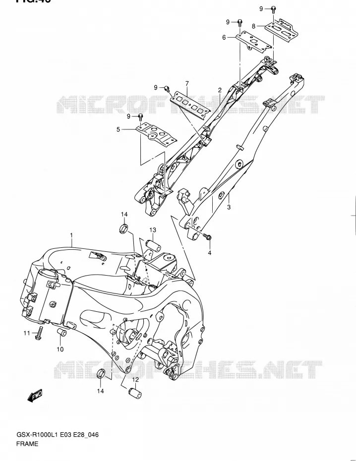 CADRE Suzuki MOTO 1000 GSX-R 2011  GSX-R1000 L1 (E03,E28,E33)