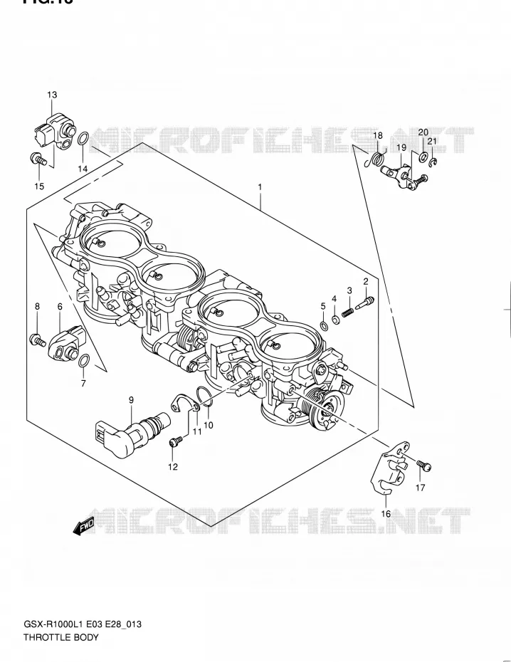 CORPS DE PAPILLON (GSX-R1000L1 E03) Suzuki MOTO 1000 GSX-R 2011  GSX-R1000 L1 (E03,E28,E33)