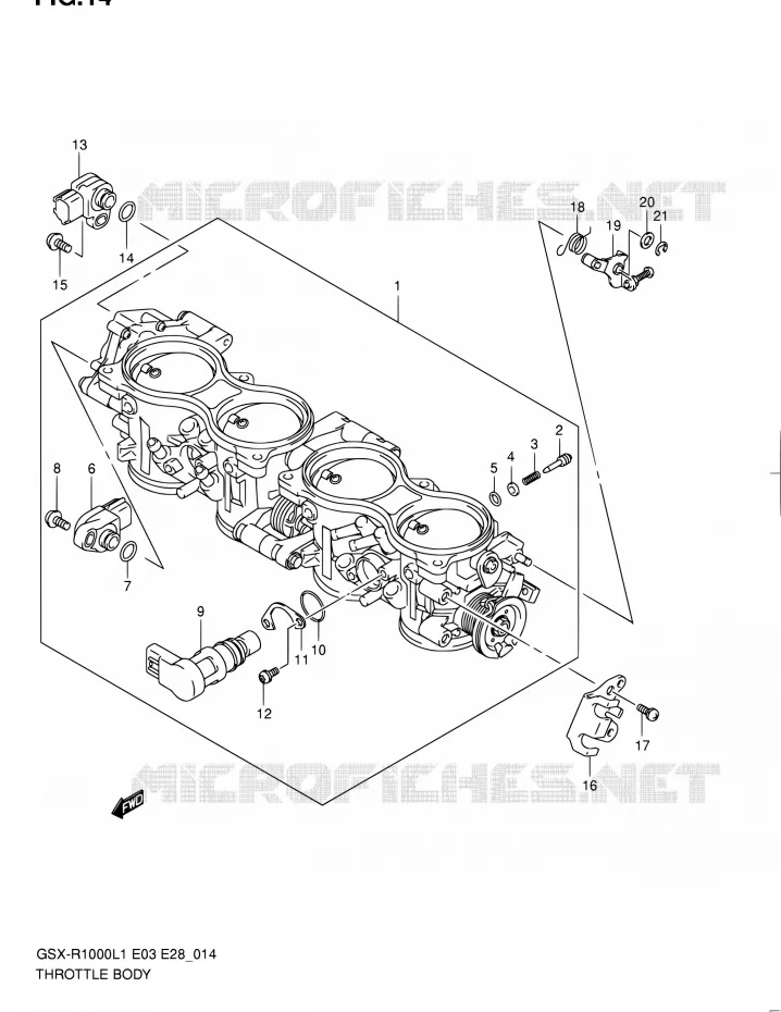CORPS DE PAPILLON (GSX-R1000L1 E33) Suzuki MOTO 1000 GSX-R 2011  GSX-R1000 L1 (E03,E28,E33)