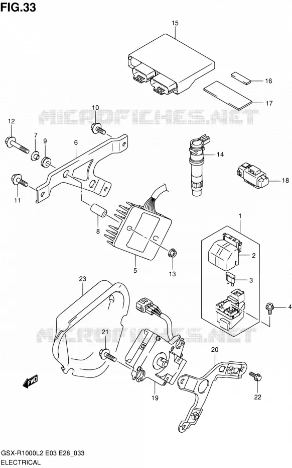PARTIE ELECTRIQUE (GSX-R1000L2 E03) Suzuki MOTO 1000 GSX-R 2012  GSX-R1000 L2 (E03,E28,E33)