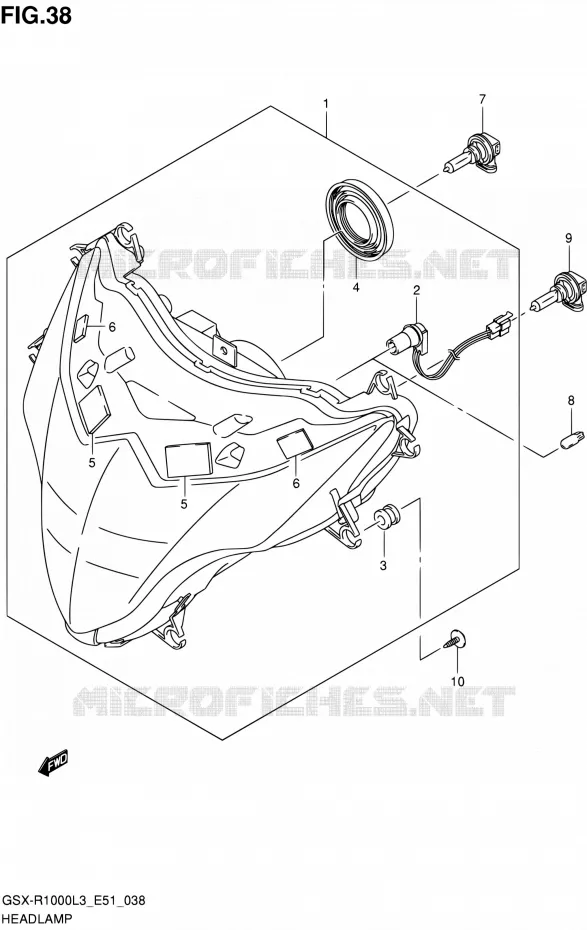 PHARE (GSX-R1000L3 E51) Suzuki MOTO 1000 GSX-R 2013  GSX-R1000 L3/GSX-R1000Z L3 (E51)