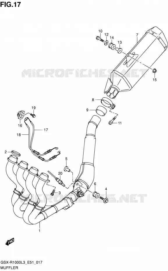 SILENCIEUX (GSX-R1000L3 E51) Suzuki MOTO 1000 GSX-R 2013  GSX-R1000 L3/GSX-R1000Z L3 (E51)