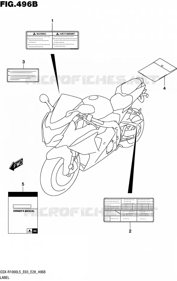 ETIQUETTE (GSX-R1000L5 E28) Suzuki MOTO 1000 GSX-R 2015  GSX-R1000 L5 (E03,E28,E33)
