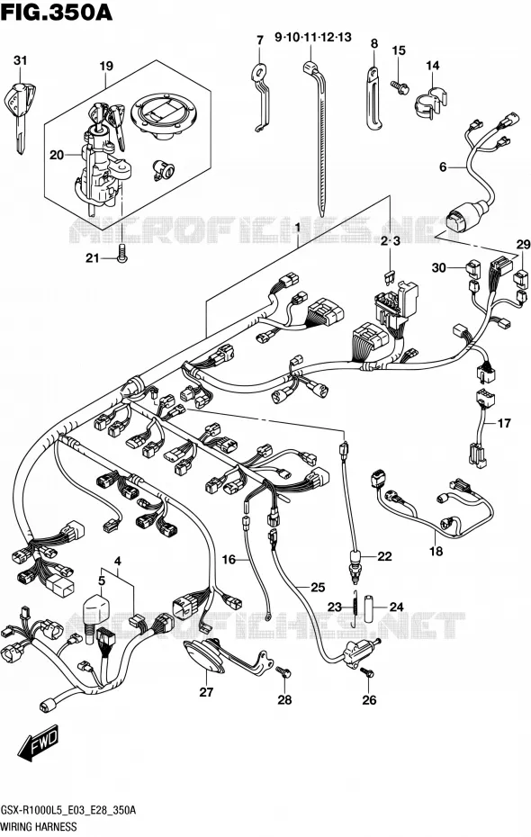 FAISCEAU ELECTRIQUE (GSX-R1000L5 E03) Suzuki MOTO 1000 GSX-R 2015  GSX-R1000 L5 (E03,E28,E33)
