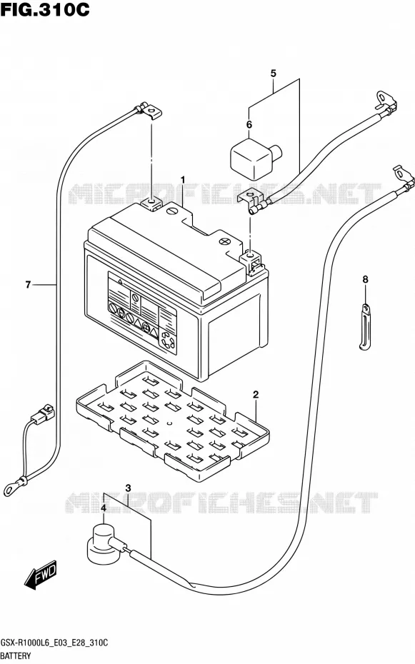 BATTERIE (GSX-R1000L6 E33) Suzuki MOTO 1000 GSX-R 2016  GSX-R1000 L6 (E03,E28,E33)