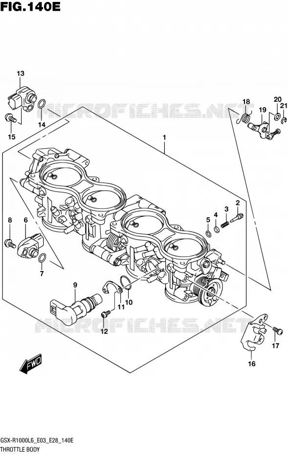 CORPS DE PAPILLON (GSX-R1000AL6 E33) Suzuki MOTO 1000 GSX-R 2016  GSX-R1000 L6 (E03,E28,E33)