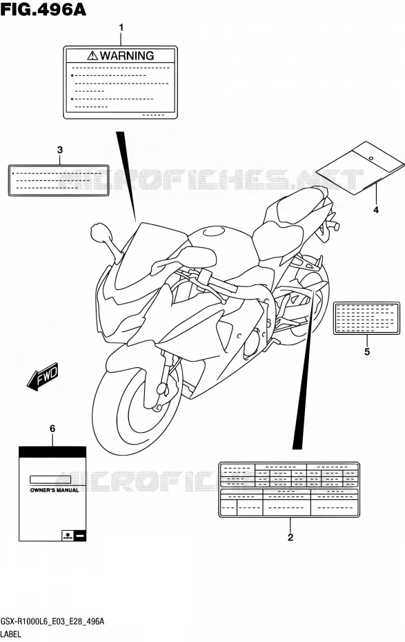 ETIQUETTE (GSX-R1000L6 E03) Suzuki MOTO 1000 GSX-R 2016  GSX-R1000 L6 (E03,E28,E33)