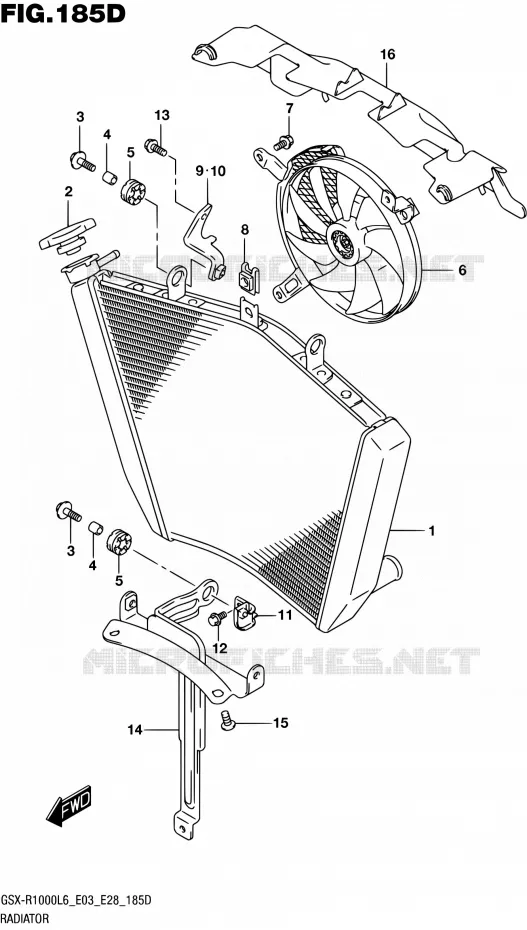 RADIATEUR (GSX-R1000AL6 E28) Suzuki MOTO 1000 GSX-R 2016  GSX-R1000 L6 (E03,E28,E33)