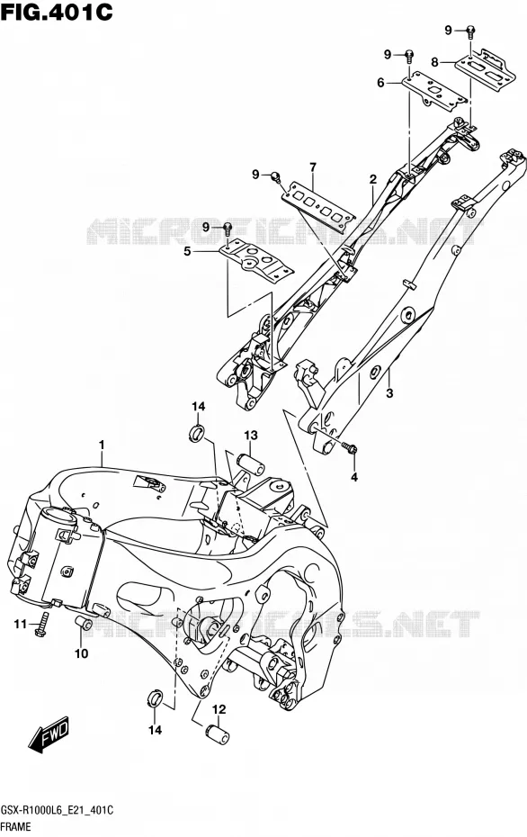 CADRE (GSX-R1000UFL6 E21) Suzuki MOTO 1000 GSX-R 2016  GSX-R1000UF L6 (E21)