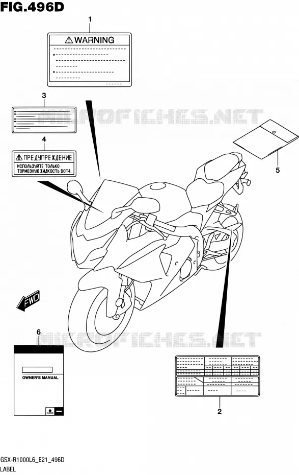 ETIQUETTE (GSX-R1000AUFL6 E21) Suzuki MOTO 1000 GSX-R 2016  GSX-R1000UF L6 (E21)