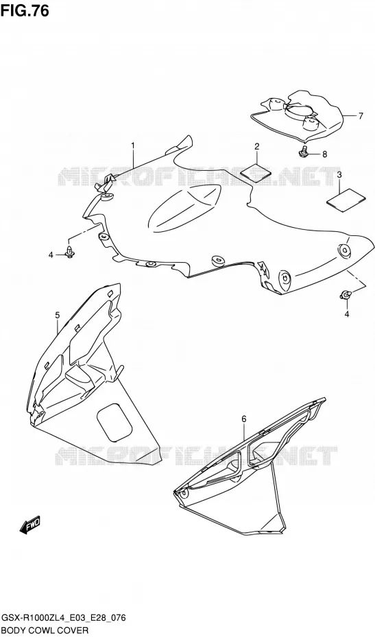 CARENAGES INTERIEURS Suzuki MOTO 1000 GSX-R 2014  GSX-R1000Z L4 (E03,E28,E33)