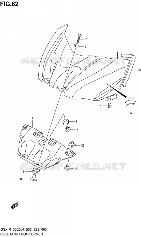COUVRE RESERVOIR (GSX-R1000ZL4 E28) Suzuki MOTO 1000 GSX-R 2014  GSX-R1000Z L4 (E03,E28,E33)