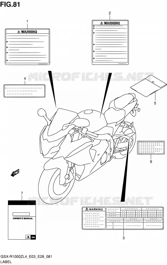 ETIQUETTE (GSX-R1000ZL4 E33) Suzuki MOTO 1000 GSX-R 2014  GSX-R1000Z L4 (E03,E28,E33)