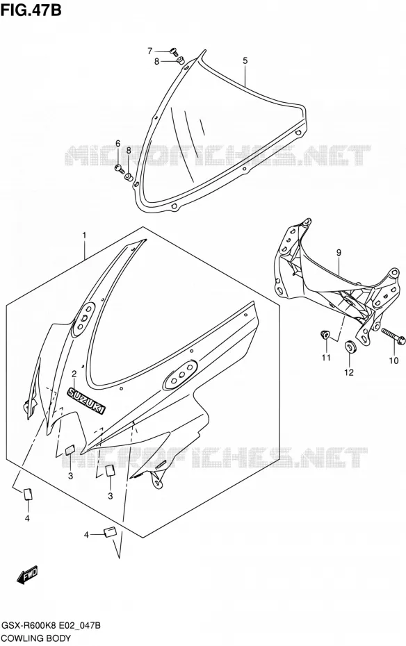 CARENAGES - ETIQUETTES (MODEL L0) Suzuki MOTO 600 GSX-R 2010  GSX-R600 L0 (E02,E19,E24)