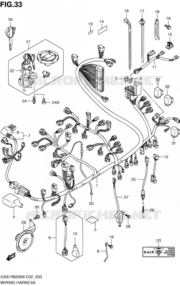FAISCEAU ELECTRIQUE Suzuki MOTO 600 GSX-R 2010  GSX-R600 L0 (E02,E19,E24)