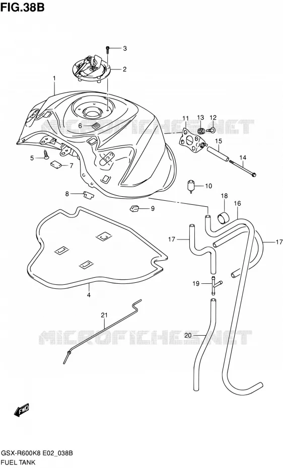 RESERVOIR D'ESSENCE (MODEL L0) Suzuki MOTO 600 GSX-R 2010  GSX-R600 L0 (E02,E19,E24)
