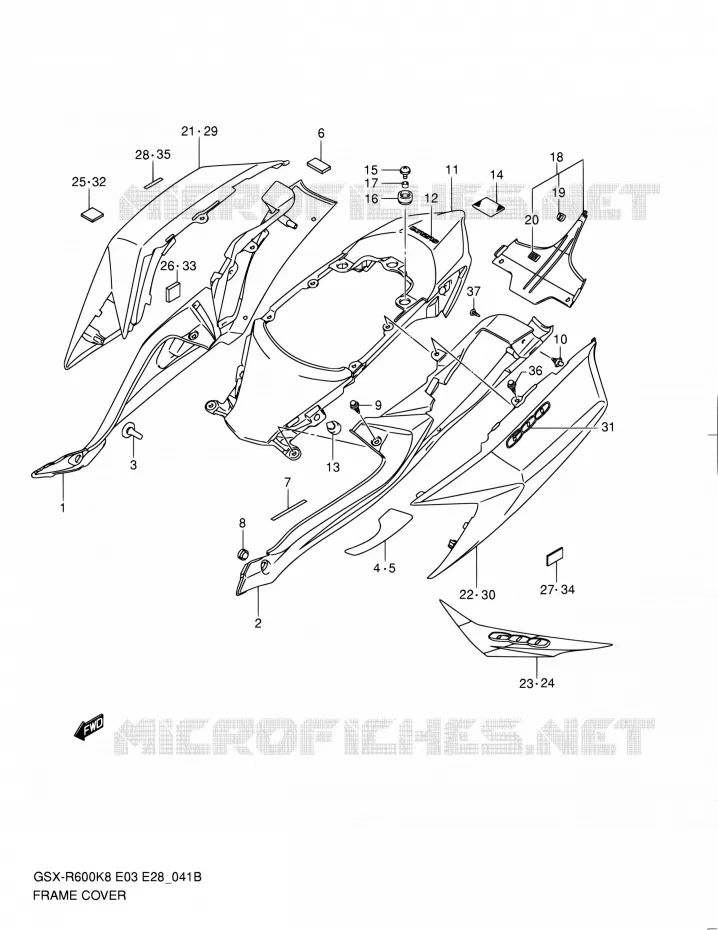 CARENAGES ARRIERE (MODEL L0) Suzuki MOTO 600 GSX-R 2010  GSX-R600 L0 (E03,E28,E33)
