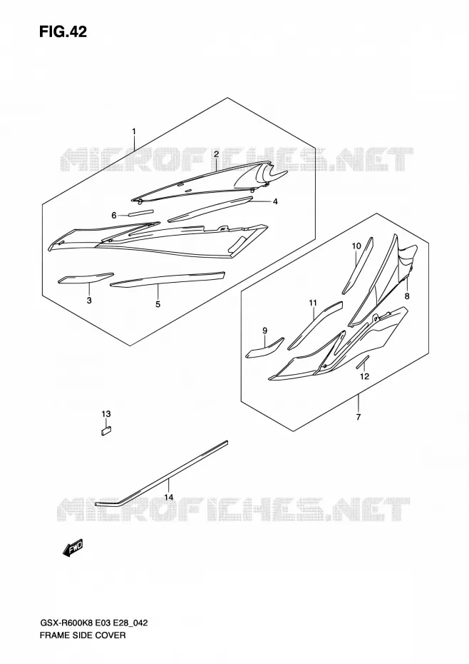 COUVERCLES LATERAUX Suzuki MOTO 600 GSX-R 2010  GSX-R600 L0 (E03,E28,E33)