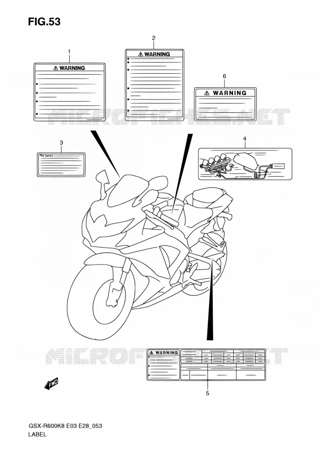 ETIQUETTE Suzuki MOTO 600 GSX-R 2010  GSX-R600 L0 (E03,E28,E33)