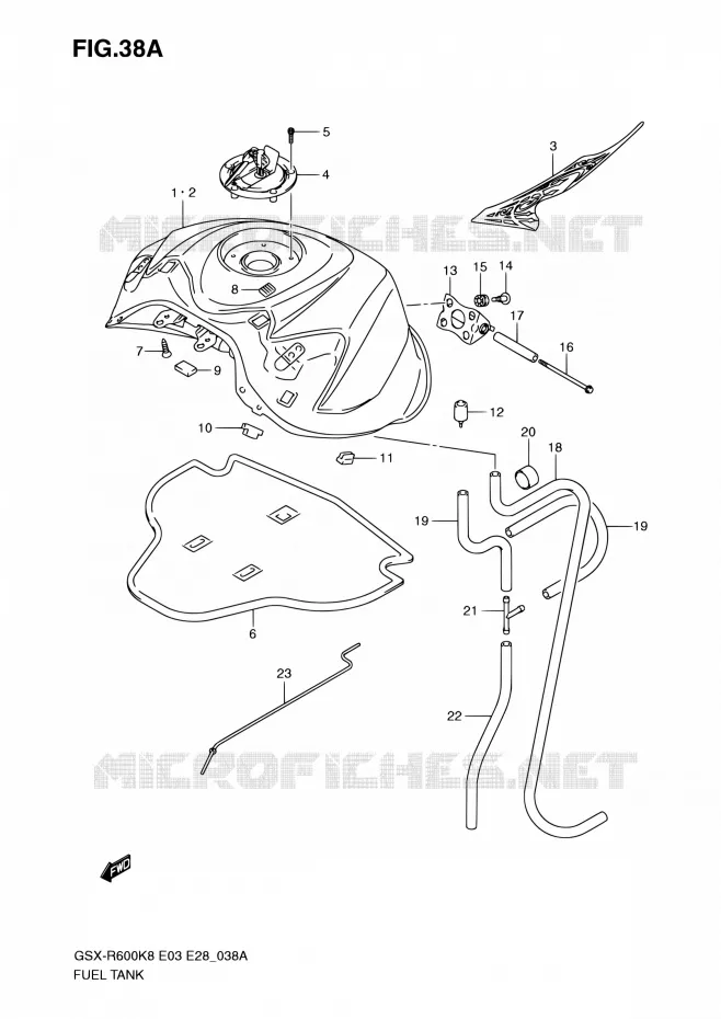 RESERVOIR D'ESSENCE (MODEL K9) Suzuki MOTO 600 GSX-R 2010  GSX-R600 L0 (E03,E28,E33)