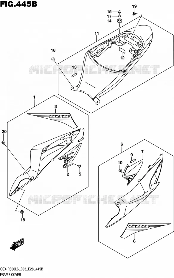 CARENAGES ARRIERE (AJP) Suzuki MOTO 600 GSX-R 2016  GSX-R600 L6 (E03,E28,E33)