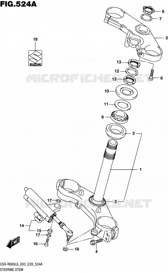 COLONNE DE DIRECTION Suzuki MOTO 600 GSX-R 2016  GSX-R600 L6 (E03,E28,E33)