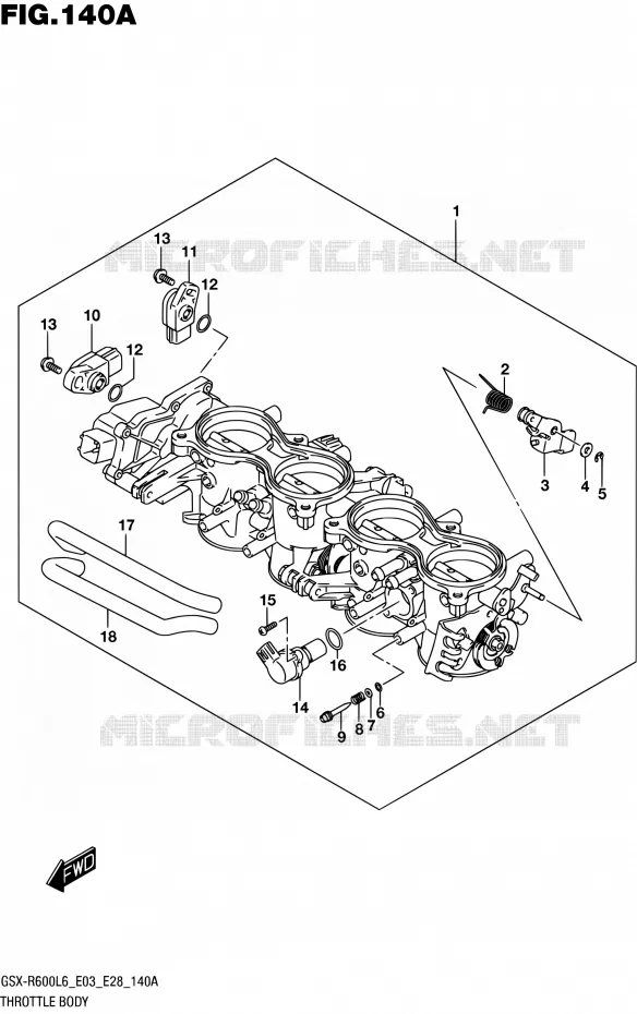 CORPS DE PAPILLON (GSX-R600L6 E03) Suzuki MOTO 600 GSX-R 2016  GSX-R600 L6 (E03,E28,E33)